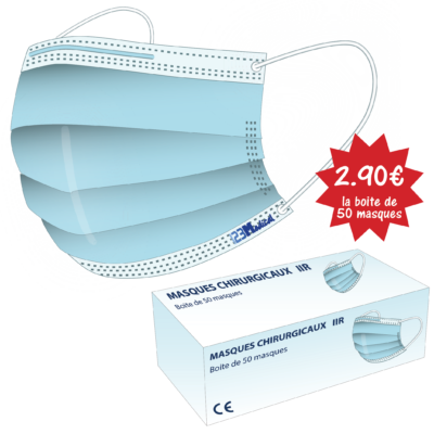 Image de produit MASQUE CHIRURGICAL 3 plis TYPE IIR